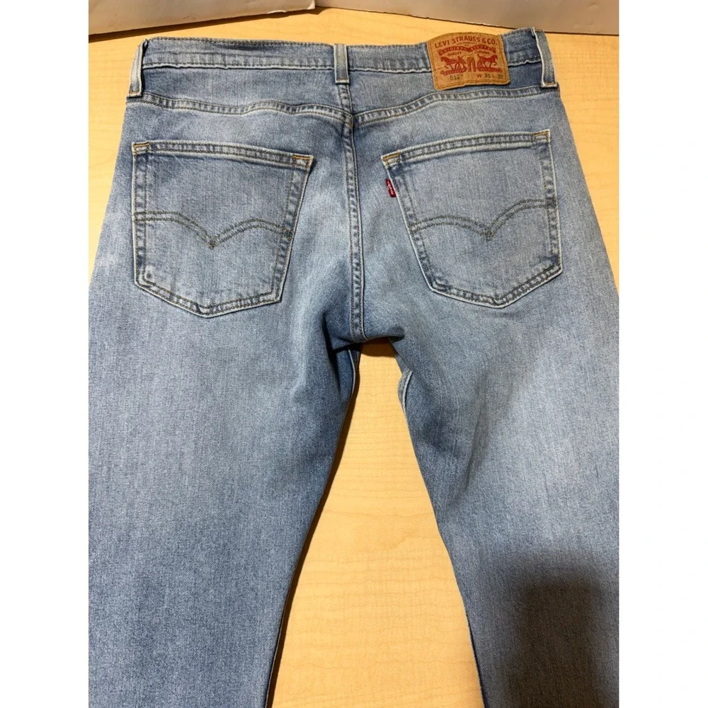 Levis 512 Slim Taper Jeans Mens 31x32 Light Wash Distressed Ripped Denim 28833